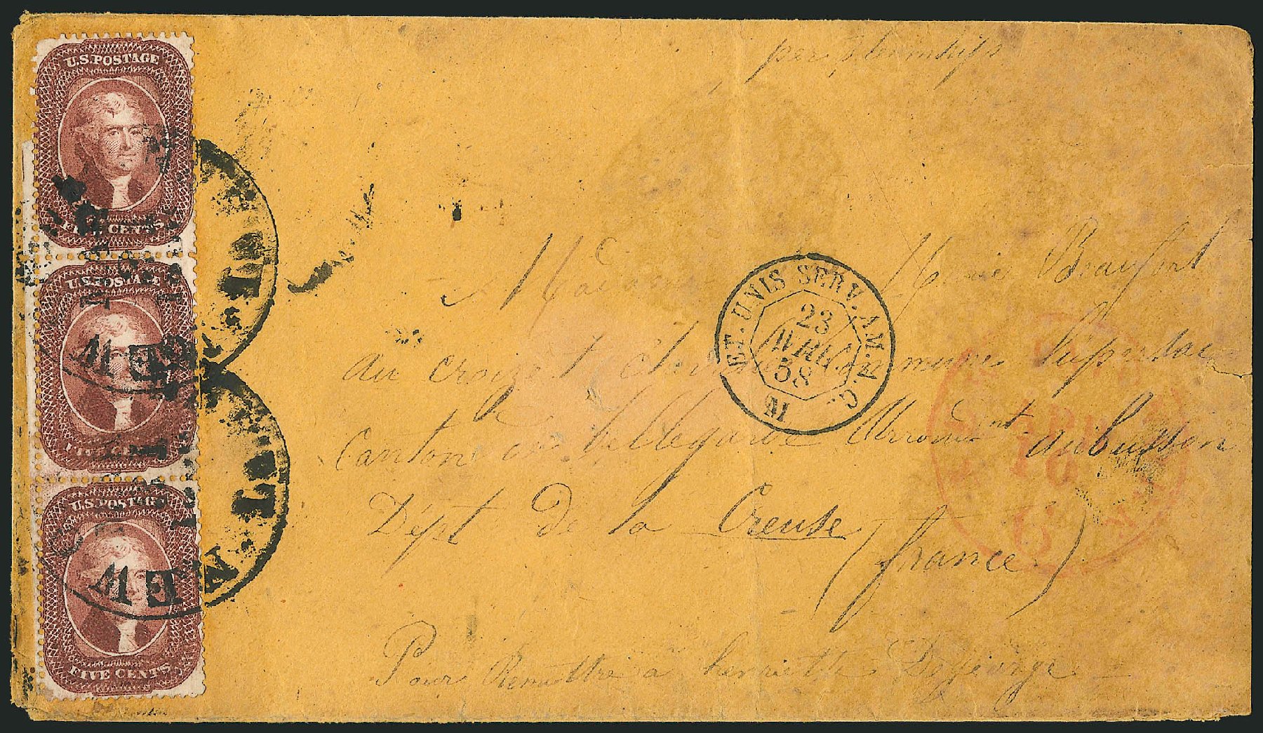 US Stamps Values Scott 28 - 5c 1857 Jefferson. Robert Siegel Auction Galleries, Oct 2014, Sale 1082, Lot 351