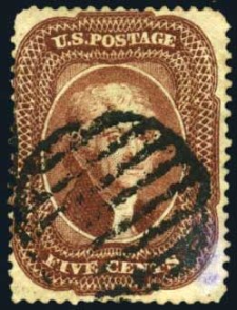 US Stamp Value Scott Catalog #28 - 1857 5c Jefferson. Harmer-Schau Auction Galleries, Oct 2008, Sale 79, Lot 44