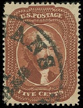 Values of US Stamps Scott Catalog #28 - 1857 5c Jefferson. H.R. Harmer, Oct 2014, Sale 3006, Lot 1064