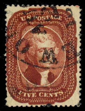 Values of US Stamp Scott Catalogue # 28: 5c 1857 Jefferson. Daniel Kelleher Auctions, Sep 2013, Sale 639, Lot 3145