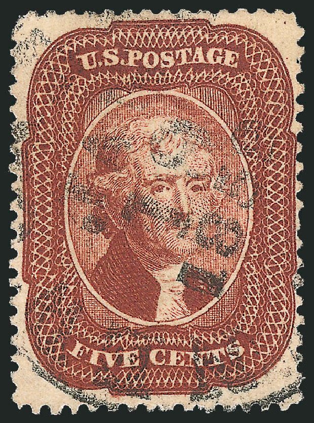 US Stamps Prices Scott Cat. # 28: 1857 5c Jefferson. Robert Siegel Auction Galleries, Oct 2011, Sale 1014, Lot 1095