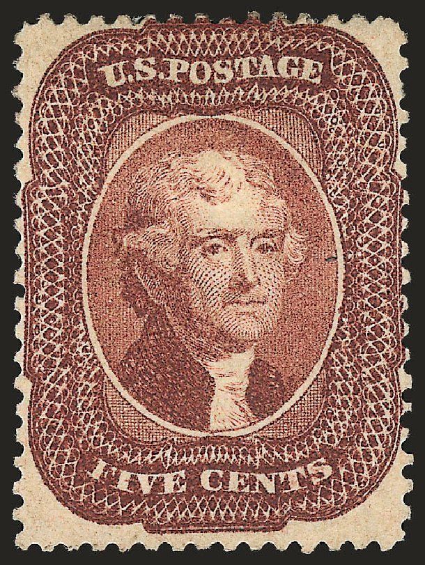 US Stamp Price Scott # 28: 1857 5c Jefferson. Robert Siegel Auction Galleries, Jan 2009, Sale 968, Lot 35