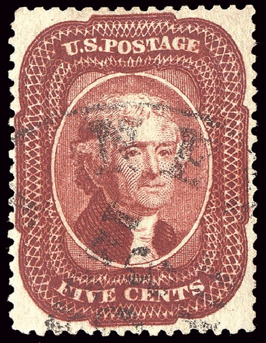 US Stamps Value Scott #28 - 1857 5c Jefferson. Spink Shreves Galleries, Jan 2014, Sale 146, Lot 185