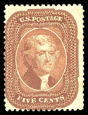 Prices of US Stamp Scott Cat. # 28: 1857 5c Jefferson. Matthew Bennett International, Sep 2010, Sale 331, Lot 362