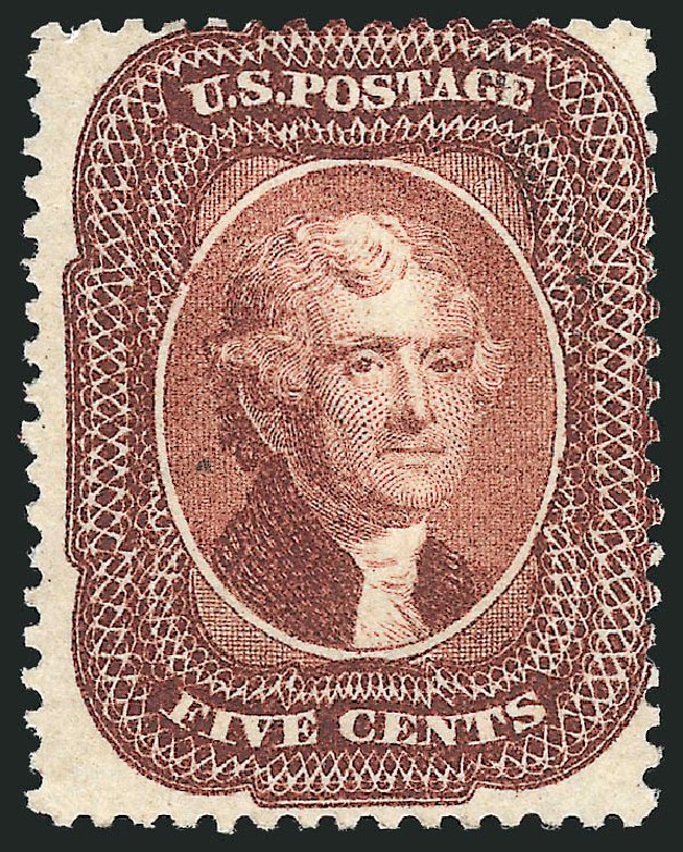 US Stamp Prices Scott Cat. # 28: 1857 5c Jefferson. Robert Siegel Auction Galleries, Jul 2013, Sale 1050, Lot 152