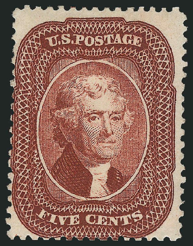 US Stamp Value Scott Cat. # 28: 1857 5c Jefferson. Robert Siegel Auction Galleries, Feb 2010, Sale 983, Lot 22