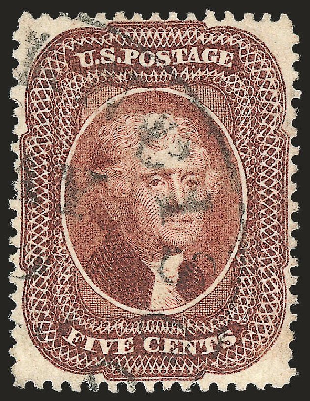 US Stamps Values Scott Cat. #28 - 5c 1857 Jefferson. Robert Siegel Auction Galleries, Apr 2010, Sale 984, Lot 152