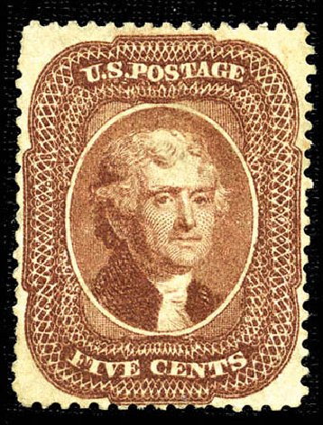 US Stamp Prices Scott Cat. # 28 - 5c 1857 Jefferson. Matthew Bennett International, Feb 2012, Sale 340, Lot 113