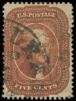 Values of US Stamp Scott Cat. # 28: 1857 5c Jefferson. H.R. Harmer, Oct 2014, Sale 3006, Lot 1063