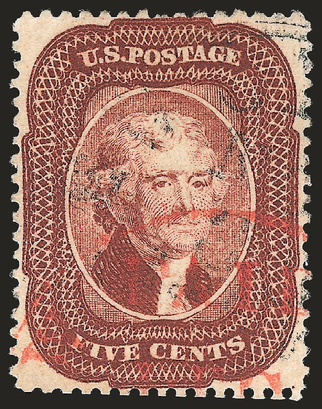 Cost of US Stamps Scott Cat. #28: 5c 1857 Jefferson. Robert Siegel Auction Galleries, Apr 2010, Sale 984, Lot 153