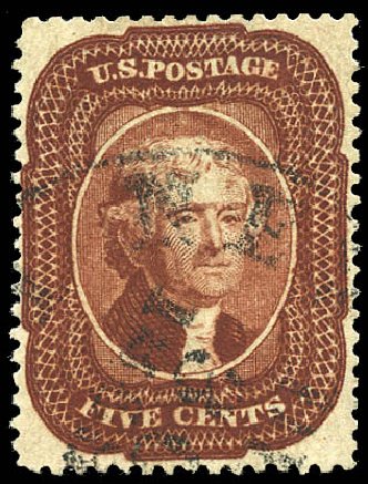 Cost of US Stamp Scott Catalogue 28 - 5c 1857 Jefferson. Matthew Bennett International, Sep 2011, Sale 338, Lot 1706