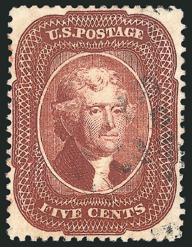 Value of US Stamps Scott Catalogue 28 - 5c 1857 Jefferson. Robert Siegel Auction Galleries, Dec 2012, Sale 1037, Lot 1476