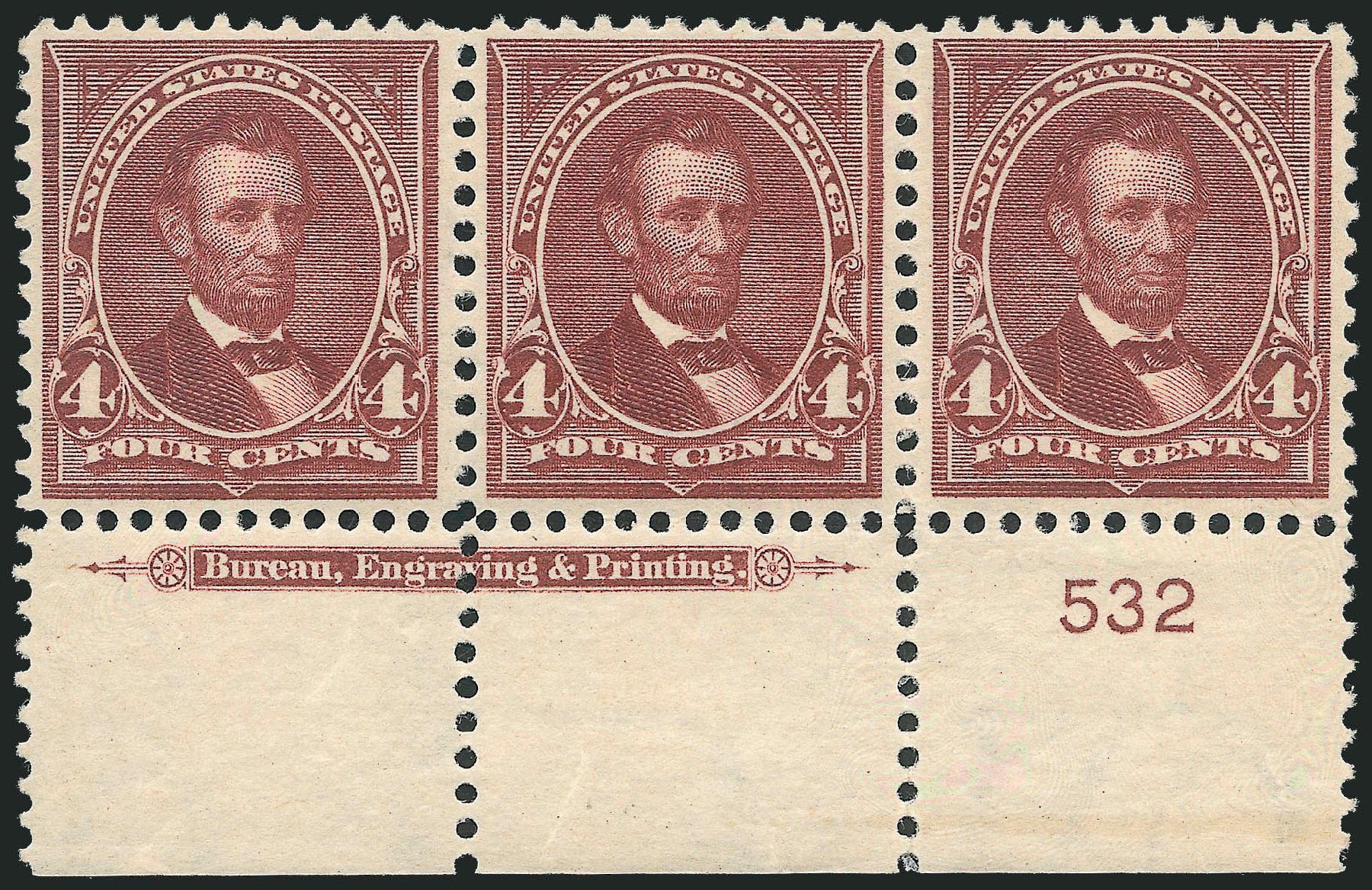 Value of US Stamps Scott 280 - 4c 1898 Lincoln. Robert Siegel Auction Galleries, Dec 2011, Sale 1017, Lot 697