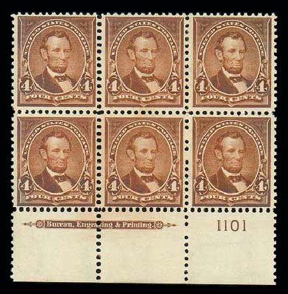 US Stamps Values Scott Cat. #280 - 1898 4c Lincoln. Matthew Bennett International, Dec 2007, Sale 325, Lot 1828