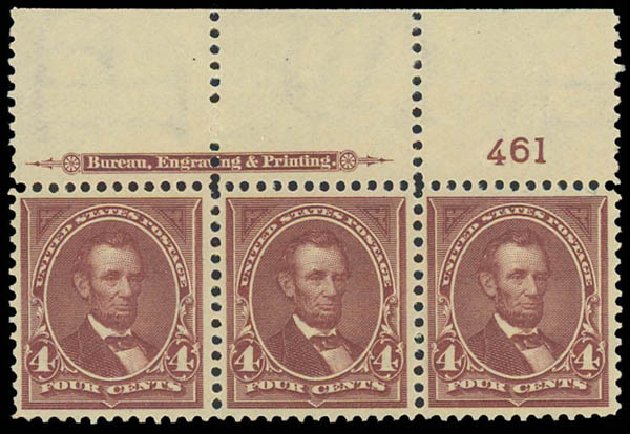 US Stamp Price Scott # 280 - 1898 4c Lincoln. Daniel Kelleher Auctions, Jun 2012, Sale 630, Lot 1643
