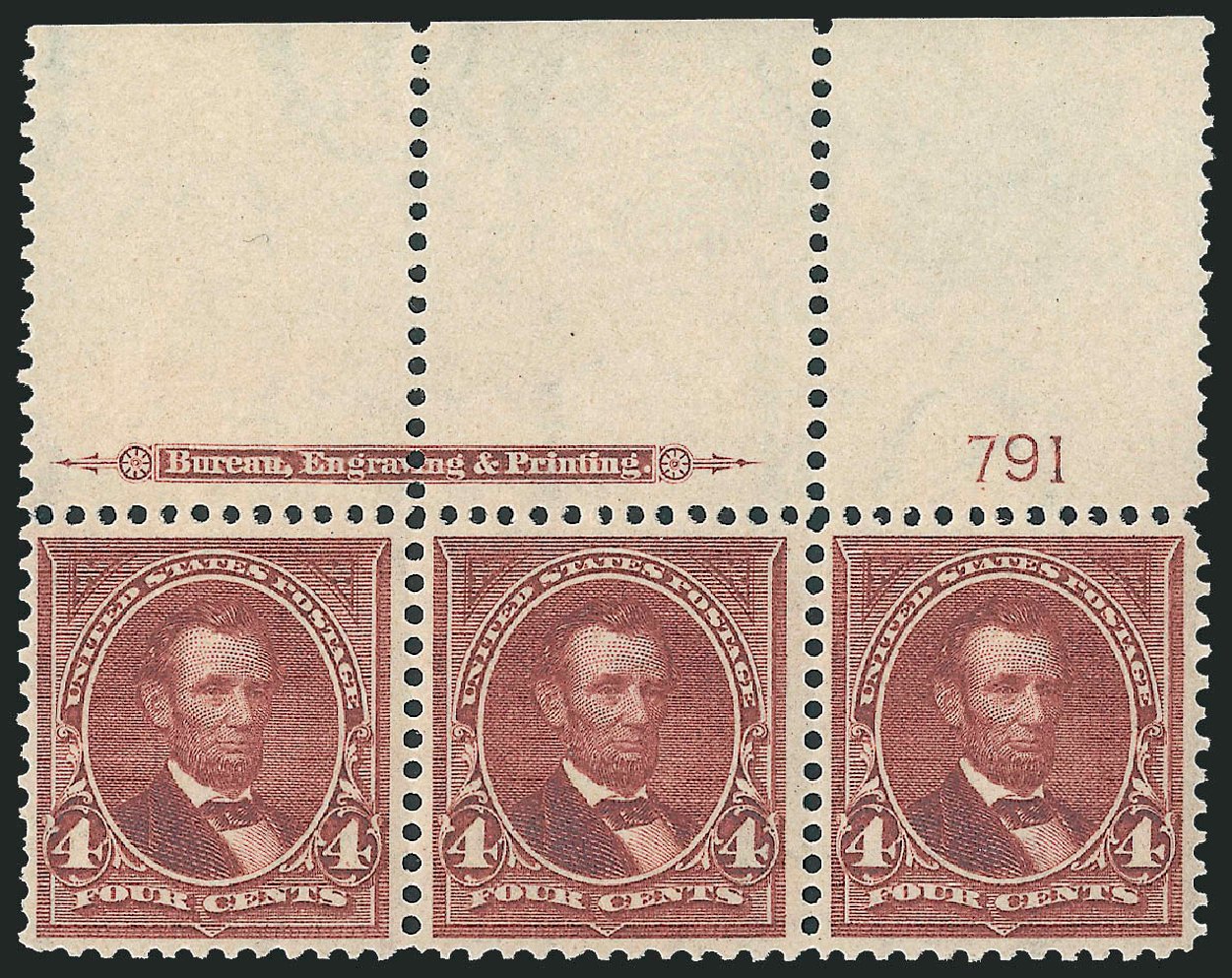 Prices of US Stamp Scott Catalogue # 280 - 4c 1898 Lincoln. Robert Siegel Auction Galleries, Dec 2009, Sale 977, Lot 473