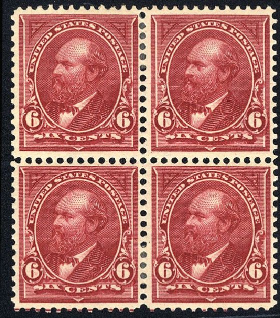 Values of US Stamp Scott #282: 6c 1898 Garfield. Cherrystone Auctions, Jan 2008, Sale 200801, Lot 1175