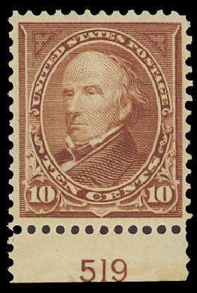 US Stamps Values Scott Cat. #282C: 10c 1898 Webster. Daniel Kelleher Auctions, Jun 2012, Sale 630, Lot 1649