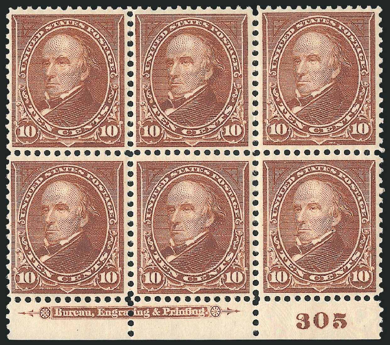 Prices of US Stamp Scott Cat. #282C: 1898 10c Webster. Robert Siegel Auction Galleries, Dec 2009, Sale 977, Lot 484