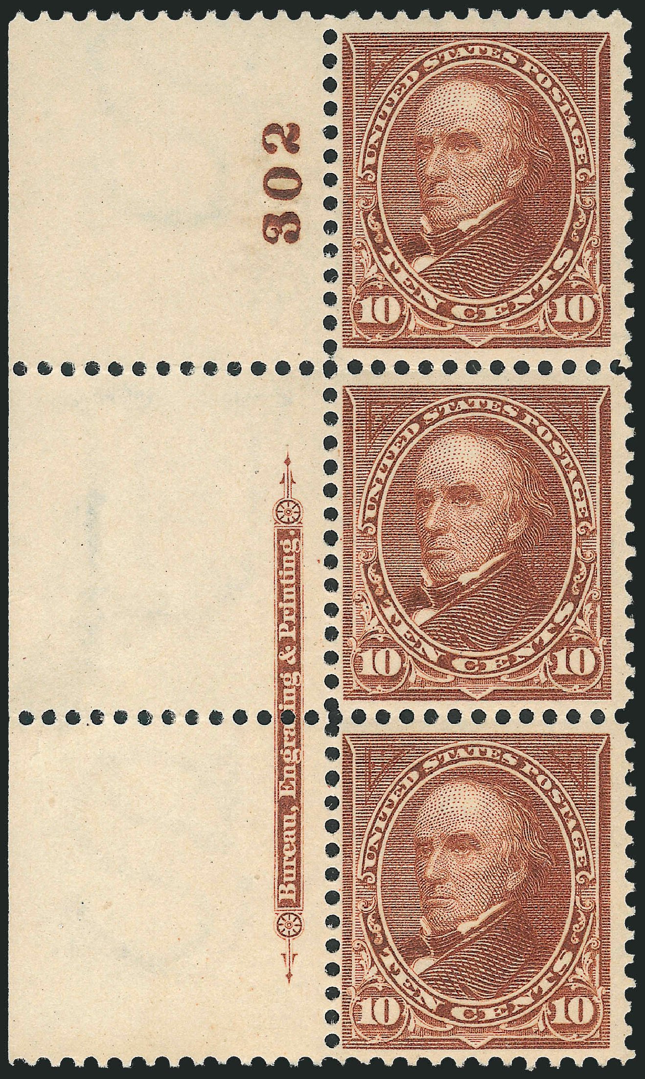 US Stamp Value Scott Cat. #282C: 1898 10c Webster. Robert Siegel Auction Galleries, Jun 2012, Sale 1026, Lot 1345