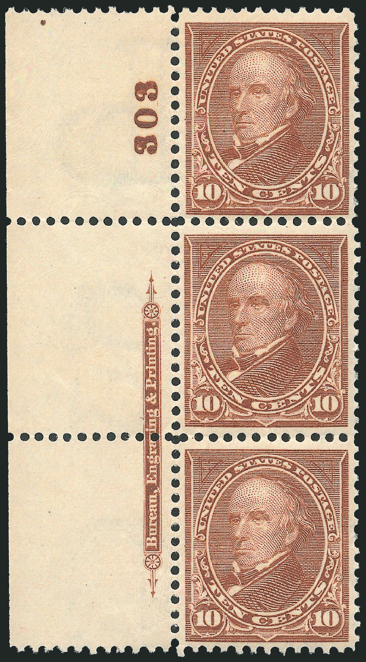 Costs of US Stamps Scott #282C: 10c 1898 Webster. Robert Siegel Auction Galleries, Dec 2011, Sale 1017, Lot 703