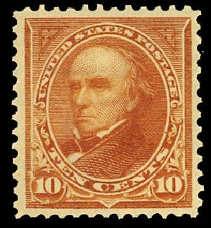 US Stamps Values Scott 283 - 10c 1898 Webster. Daniel Kelleher Auctions, Dec 2012, Sale 633, Lot 495