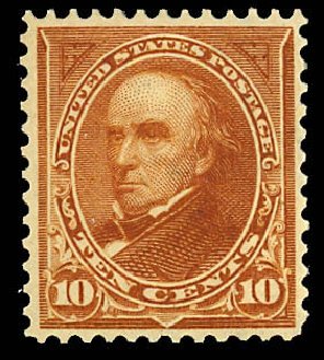 US Stamps Values Scott Catalog #283 - 1898 10c Webster. Daniel Kelleher Auctions, Dec 2012, Sale 633, Lot 496