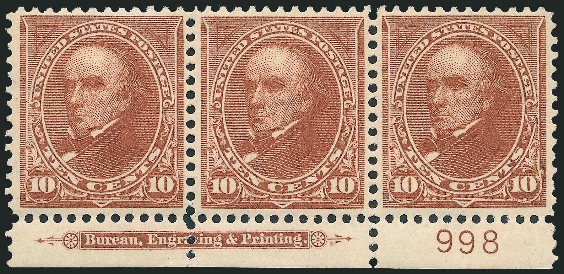US Stamp Prices Scott Cat. 283 - 10c 1898 Webster. Robert Siegel Auction Galleries, Dec 2011, Sale 1017, Lot 706