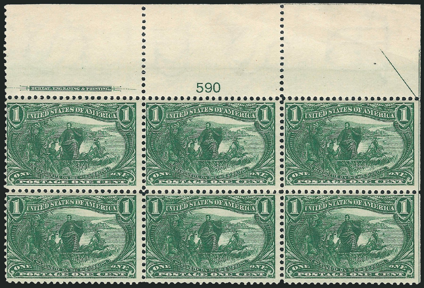 US Stamps Value Scott Catalog 285: 1898 1c Trans Mississippi Exposition. Robert Siegel Auction Galleries, Apr 2009, Sale 971, Lot 1169