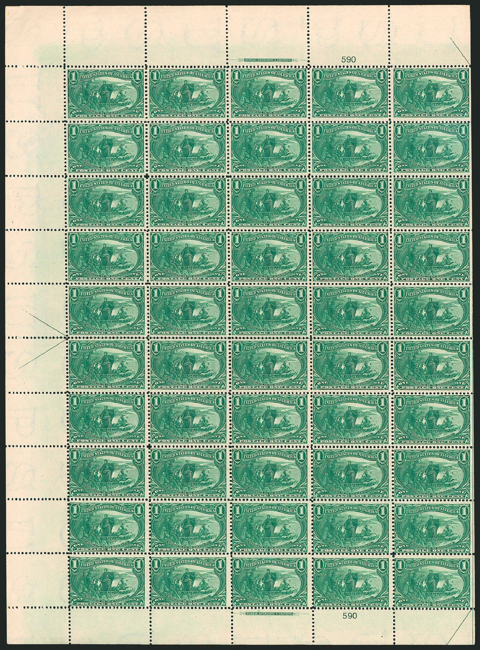 US Stamp Value Scott Cat. #285 - 1c 1898 Trans Mississippi Exposition. Robert Siegel Auction Galleries, Mar 2013, Sale 1040, Lot 1616