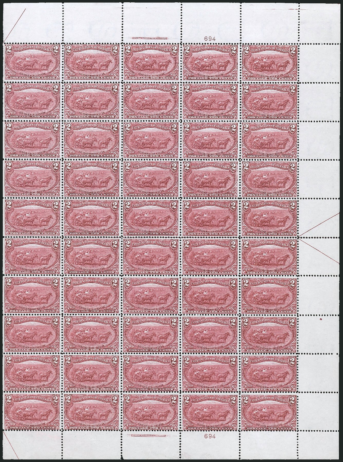 US Stamps Values Scott Cat. # 286: 1898 2c Trans Mississippi Exposition. Robert Siegel Auction Galleries, Apr 2009, Sale 971, Lot 1190
