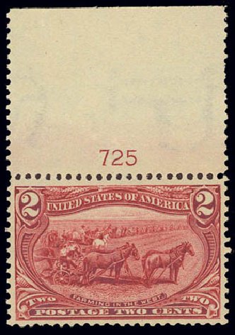 Values of US Stamp Scott Cat. 286: 2c 1898 Trans Mississippi Exposition. Daniel Kelleher Auctions, Feb 2013, Sale 634, Lot 192