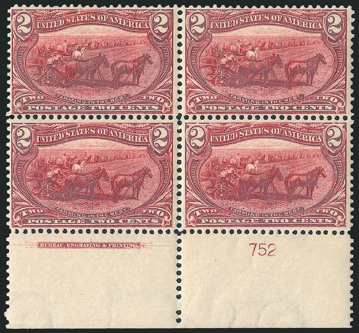 Values of US Stamp Scott Catalogue # 286 - 1898 2c Trans Mississippi Exposition. Robert Siegel Auction Galleries, Apr 2009, Sale 971, Lot 1203