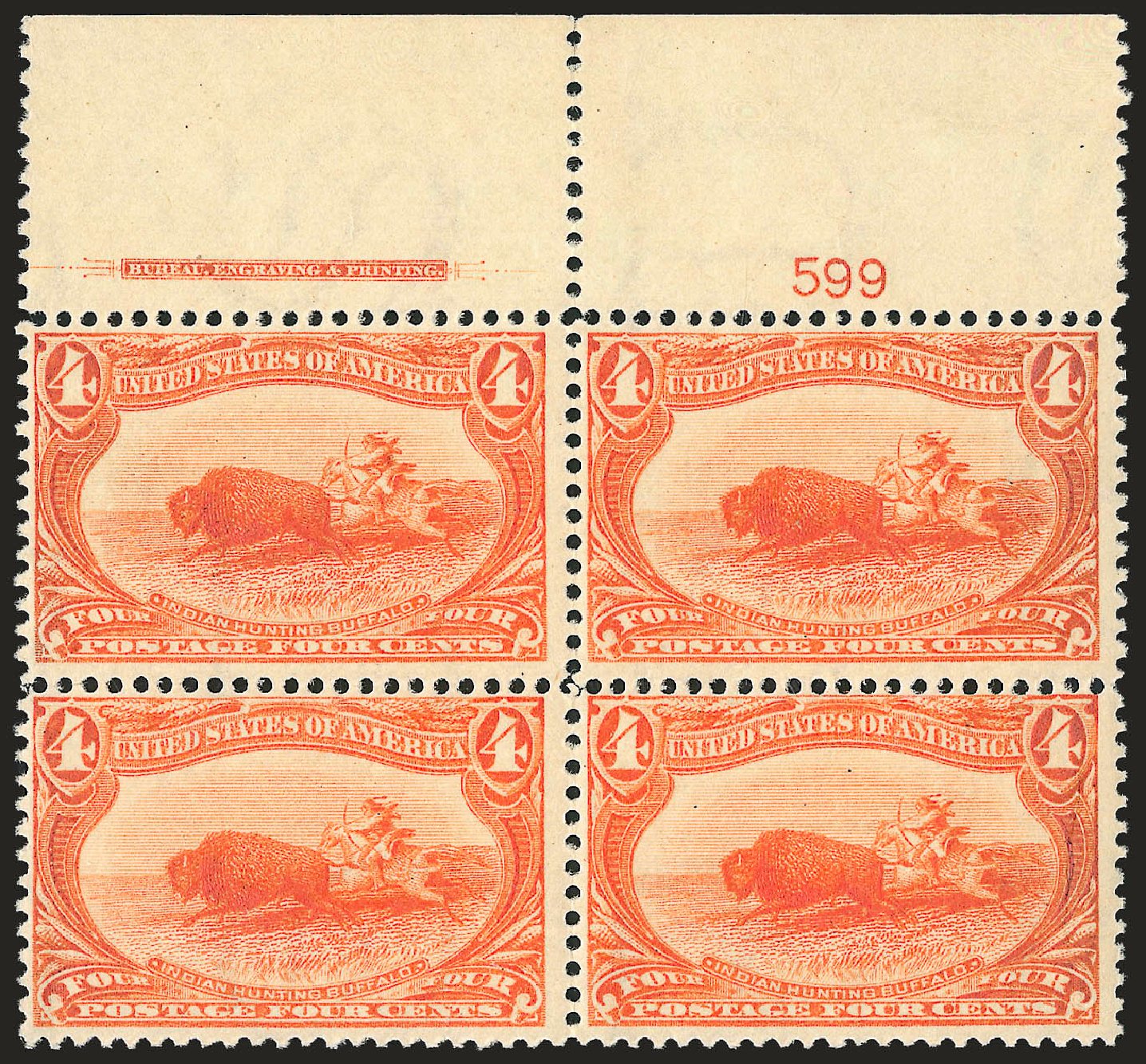 US Stamps Prices Scott # 287: 1898 4c Trans Mississippi Exposition. Robert Siegel Auction Galleries, Oct 2008, Sale 963, Lot 907