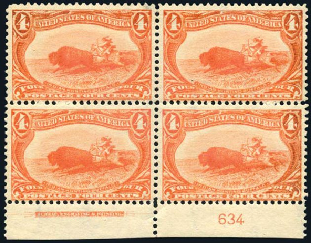 US Stamps Prices Scott Cat. 287: 4c 1898 Trans Mississippi Exposition. Harmer-Schau Auction Galleries, May 2014, Sale 101, Lot 148