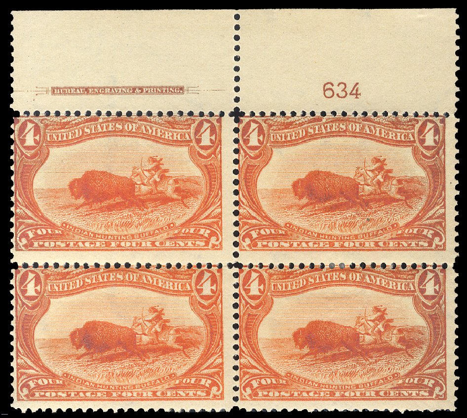 Values of US Stamps Scott Catalog #287: 1898 4c Trans Mississippi Exposition. Cherrystone Auctions, Feb 2011, Sale 201102, Lot 81