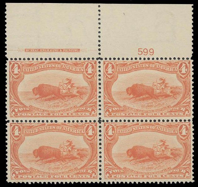 US Stamp Values Scott Cat. 287 - 4c 1898 Trans Mississippi Exposition. Daniel Kelleher Auctions, Sep 2014, Sale 655, Lot 614