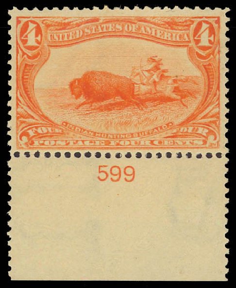US Stamp Prices Scott Catalog 287: 4c 1898 Trans Mississippi Exposition. Daniel Kelleher Auctions, Aug 2012, Sale 631, Lot 1015