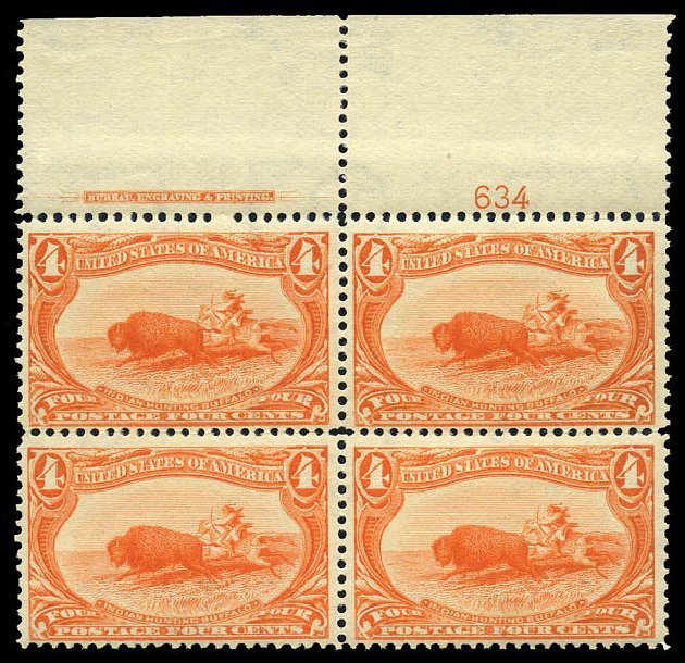 US Stamps Value Scott Cat. # 287: 1898 4c Trans Mississippi Exposition. Matthew Bennett International, May 2014, Sale 350, Lot 412