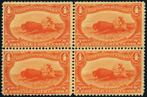 Values of US Stamp Scott #287 - 1898 4c Trans Mississippi Exposition. Harmer-Schau Auction Galleries, Jan 2013, Sale 96, Lot 522