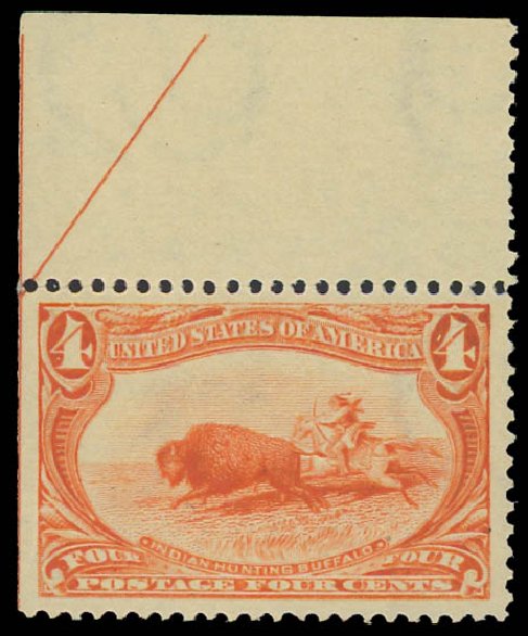 US Stamps Values Scott 287: 1898 4c Trans Mississippi Exposition. Daniel Kelleher Auctions, Apr 2012, Sale 629, Lot 266