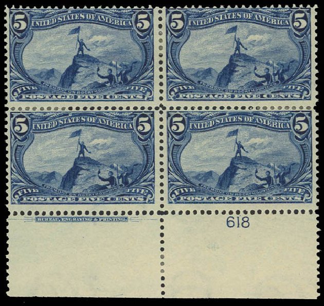 US Stamps Values Scott Cat. 288: 1898 5c Trans Mississippi Exposition. Daniel Kelleher Auctions, Aug 2012, Sale 631, Lot 1018