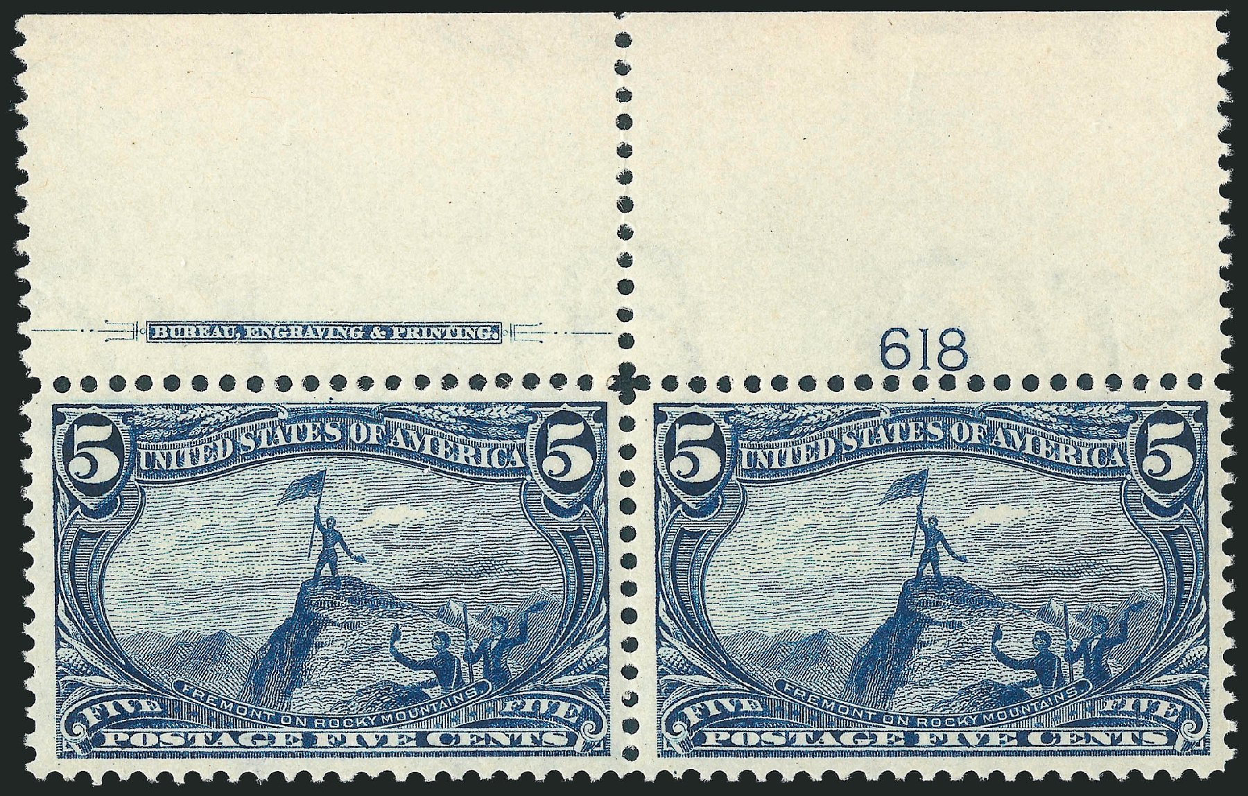 Values of US Stamps Scott Cat. #288 - 5c 1898 Trans Mississippi Exposition. Robert Siegel Auction Galleries, Nov 2013, Sale 1056, Lot 338