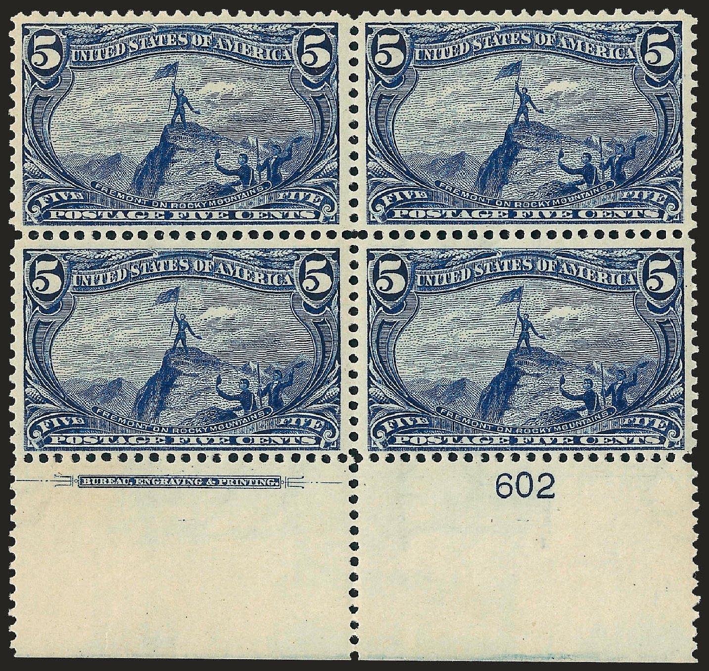 Values of US Stamp Scott Cat. 288: 5c 1898 Trans Mississippi Exposition. Robert Siegel Auction Galleries, Oct 2008, Sale 963, Lot 908