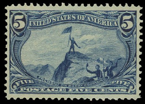 Values of US Stamps Scott Catalogue # 288 - 1898 5c Trans Mississippi Exposition. Daniel Kelleher Auctions, Oct 2012, Sale 632, Lot 1199