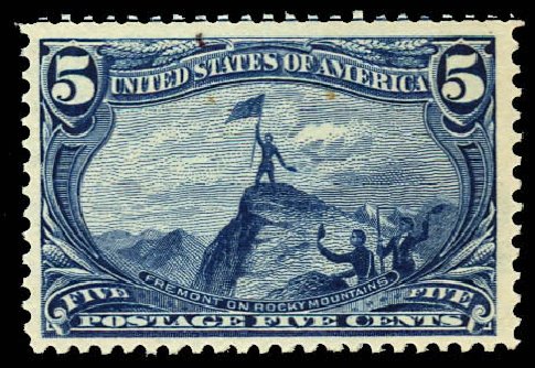 US Stamp Values Scott Catalogue 288 - 1898 5c Trans Mississippi Exposition. Daniel Kelleher Auctions, Dec 2012, Sale 633, Lot 499