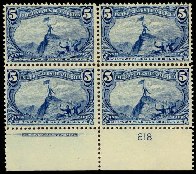 Prices of US Stamps Scott Catalog # 288 - 1898 5c Trans Mississippi Exposition. Daniel Kelleher Auctions, Sep 2013, Sale 639, Lot 3390