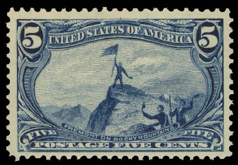 Values of US Stamp Scott #288: 1898 5c Trans Mississippi Exposition. Daniel Kelleher Auctions, Jan 2012, Sale 628, Lot 406