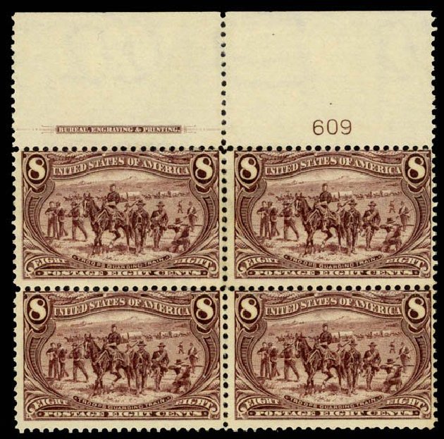 US Stamps Values Scott Catalogue # 289 - 1898 8c Trans Mississippi Exposition. Daniel Kelleher Auctions, Sep 2014, Sale 655, Lot 615