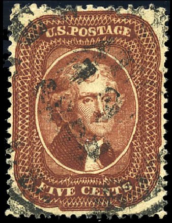 Cost of US Stamp Scott Cat. # 28A - 5c 1858 Jefferson. Matthew Bennett International, Sep 2011, Sale 338, Lot 1707